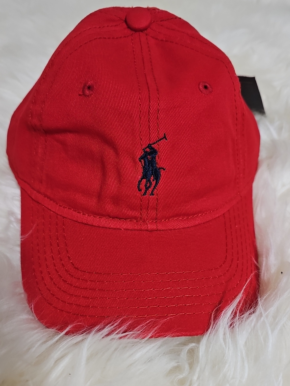 Polo by Ralph Lauren Red  Baseball Cap with Navy Pony
